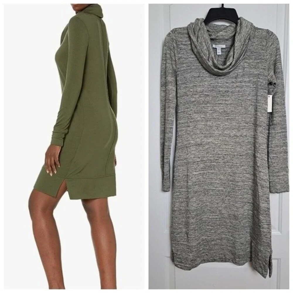 Daily Ritual Women's Supersoft Terry Relaxed LongSleeve Cowl-Neck Dress sz xs - Picture 2 of 9